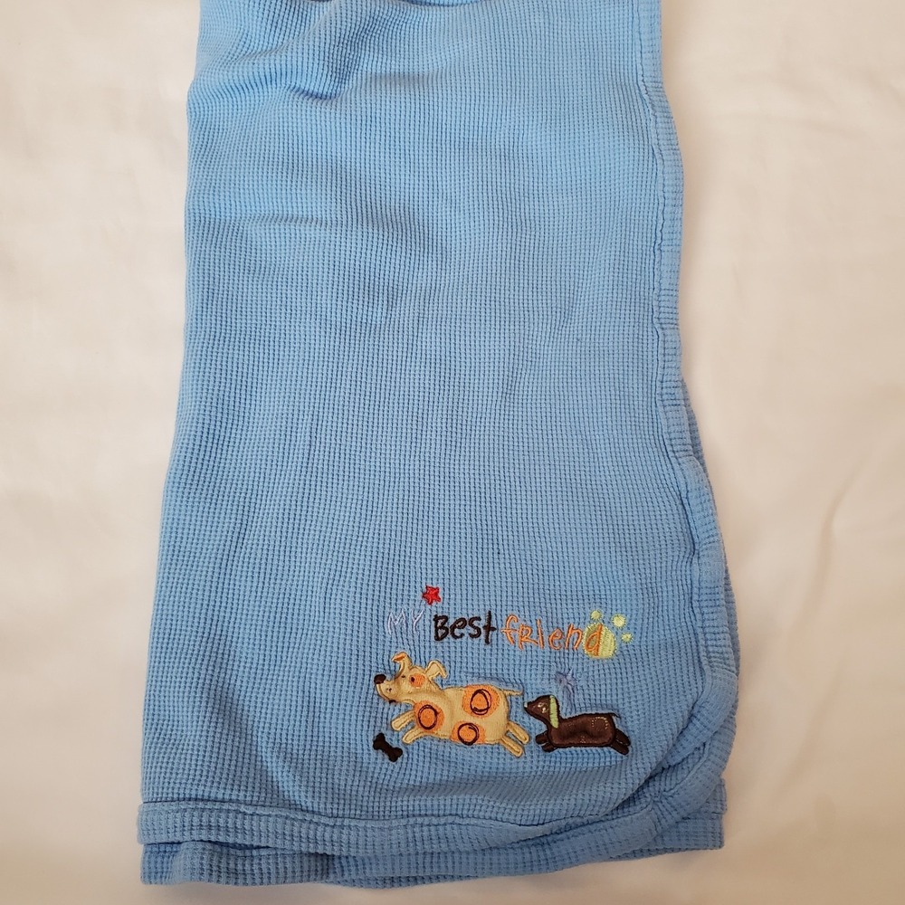 Koala Baby My Best‎ Friend Puppy Dog Blanket Blue Thermal Waffle Weave Tan Brown